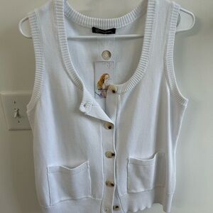 White Button-Up Sweater Vest
